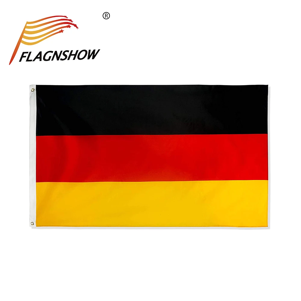 Flagnshow Double Side Germany Flag 3x5FT 90X150CM Banner Polyester Flies Country Flag German National Flags for Events Cheering