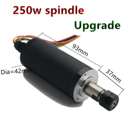 250w ER11 12000rpm Brushless DC spindle motor 24VDC 42mm diameter Electric spindle high speed brushless spindle motor PCB