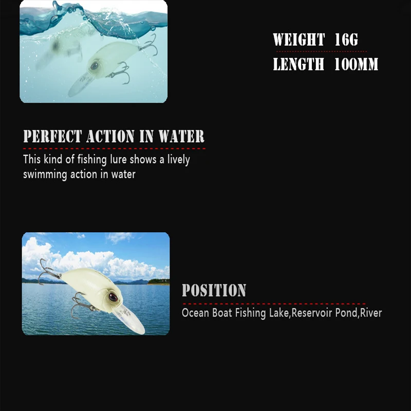 Crankbait Fishing Lure Weights 16g 100mm Floating 2.5-3.5m Mino Cark Isca Artificial Bait Wobblers Peche Accessoire Pike Leurre
