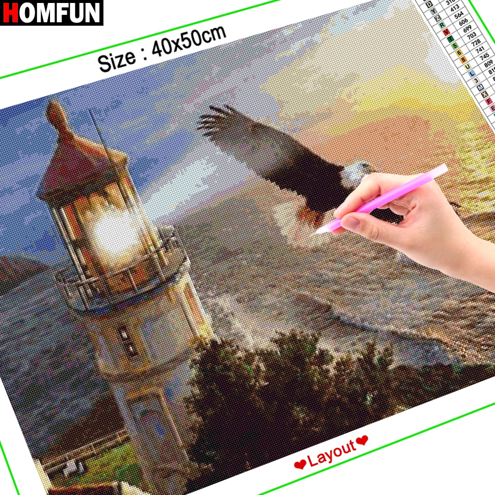 HOMFUN Diamond Painting Cross Stitch Pattern 5D Diamond Embroidery \