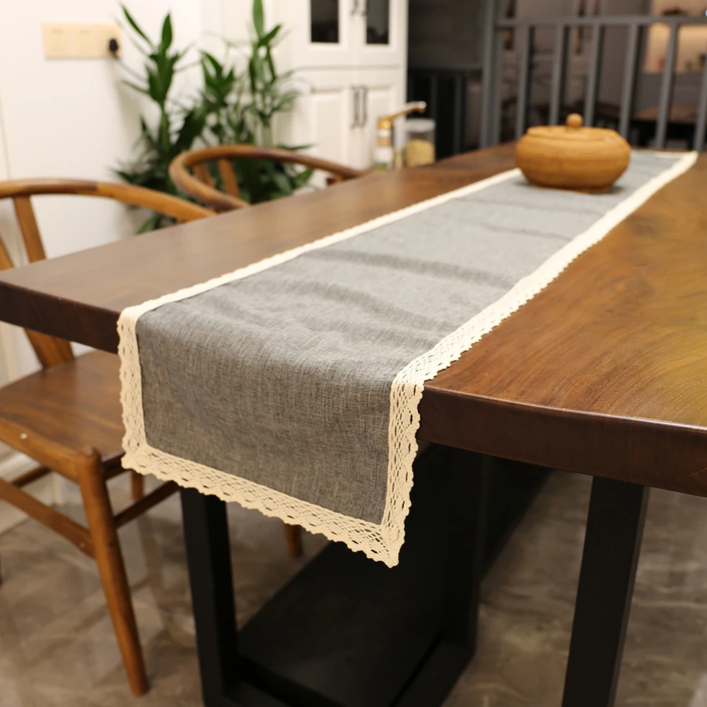 

Table Runner 30x250CM Burlap Lace Jute TV Cabinet Table Runners Rustic Hessian Imitation Linen Wedding Party Home Decoration