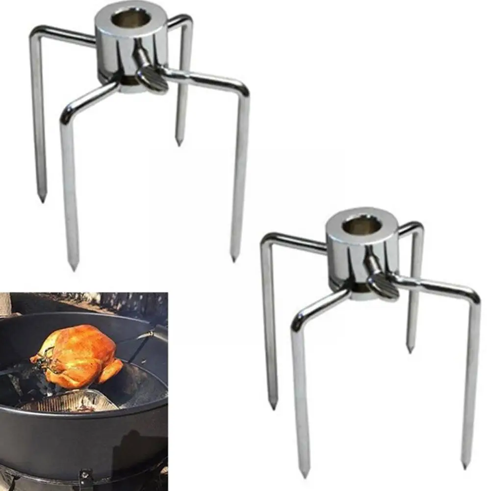 Steel Picnic Charcoal Bbq Forks Roast Skewer Forks Kebab Turkey Grilled Tools Barbecue Beef Chicken Drum Y6g5