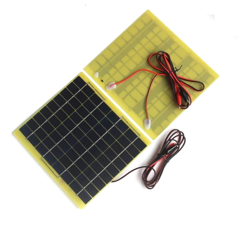 Caricatore portatile da pannello solare da 10 W 18 V con cavo a clip per caricabatteria da motore per auto da 12 V