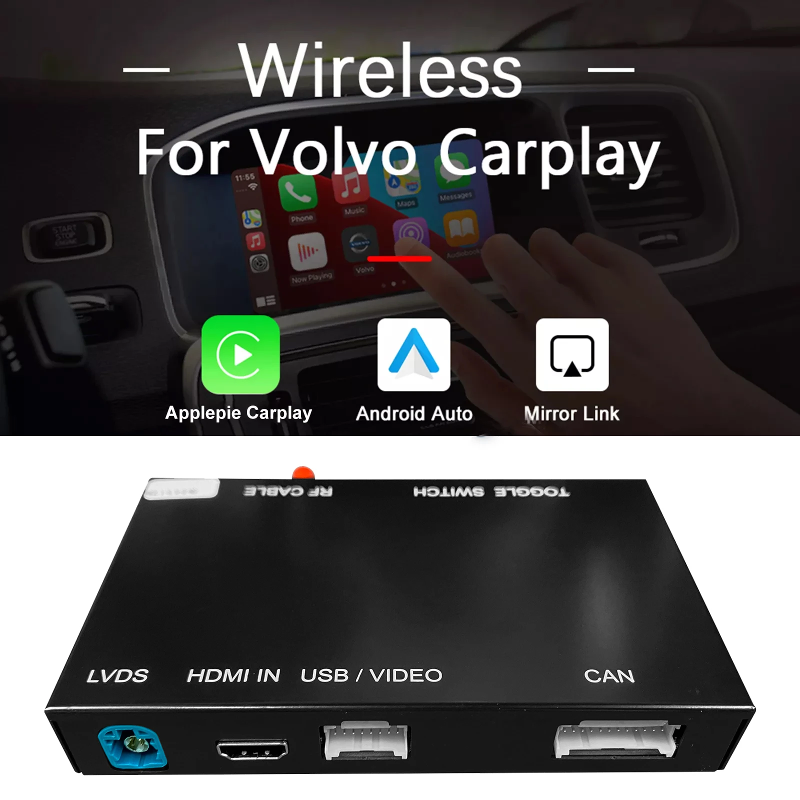 Car AI Box Wired to Wireless CarPlay Decoder Box MuItimedia Interface Android Auto Retrofit Kit for Volvo V40 V60 S60/S60L XC60