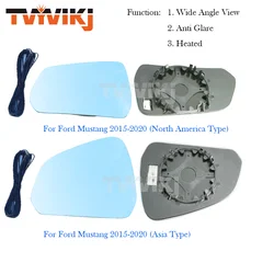 TVYVIKJ Side Rearview Blue Mirror Glass Lens For Ford Mustang 2015-2020 Wide Angle View anti glare side door mirror wing