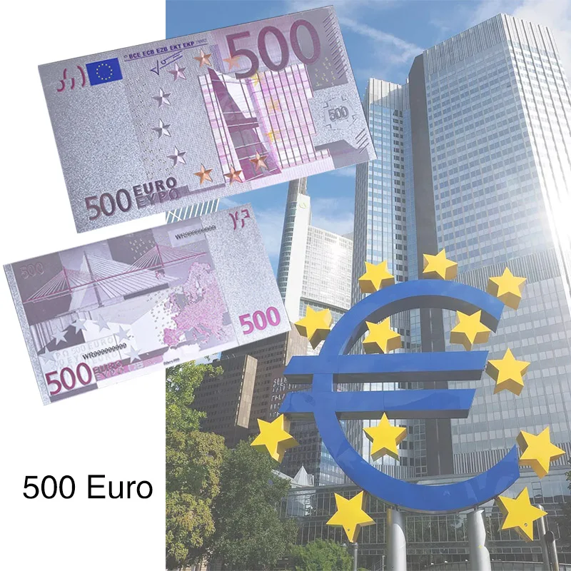 Gold Color Plated Euro 500 Commemorative Banknotes Silver Foil Euro Banknote Souvenir Business Gift for Father Collection