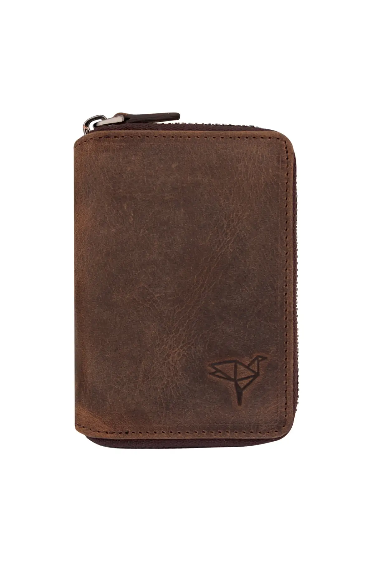 Fargo Vintage Leather Zipper Brown Unisex Card Wallet Wallet