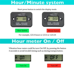 Wireless Digital Hour Meter Vibration Tachometer Engine Gauge LCD Display For Motorcycle/Boat Engines Counter Replacable Battery