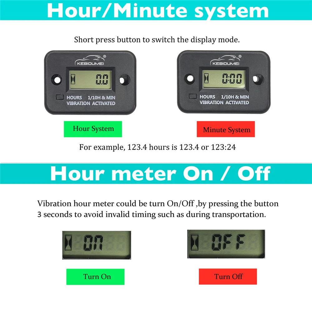 Waterproof Digital Engine Tach Hour Meter Tachometer Gauge Engine RPM LCD Display For Motorcycle Motor Stroke Engine Car Boat