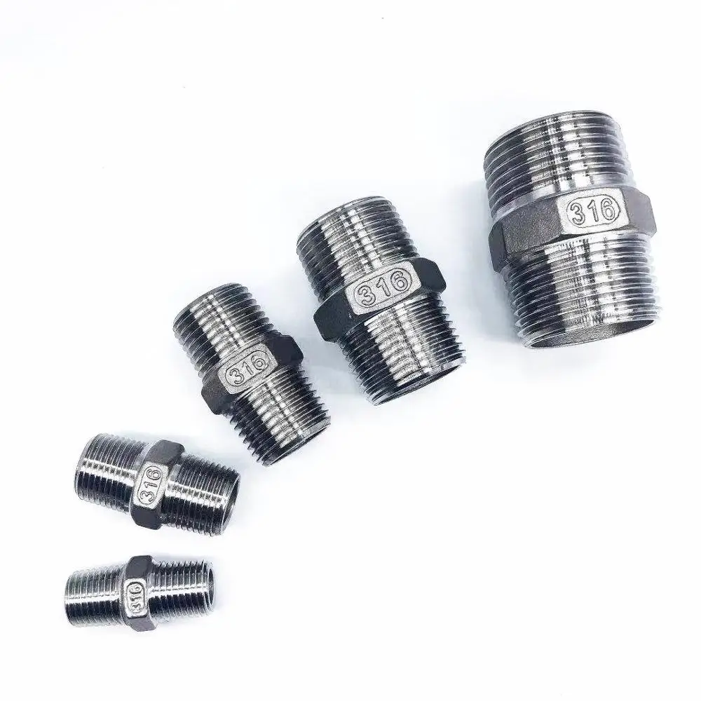 

1/4" 3/8" 1/2" 3/4" 1" 1-1/4" 1-1/2" BSP Male Threaded 316 Stainless Steel Pipe Fitting Hex Nipple Connector Coupler