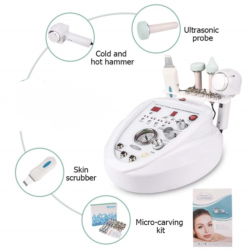 4 in 1 Dermabrasion microdermabrasion peel machine Diamond Facial Deep Cleansing Face Lifting Ultrasonic Massage Beauty Device