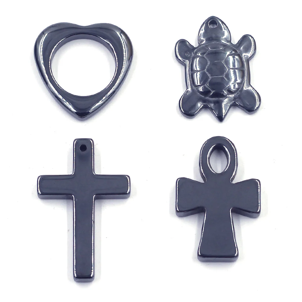 

10Pcs Hematite Pendants Cross Religion Heart Tortoise Sea Turtle Animal Gunmetal Jewelry DIY Finding Charms