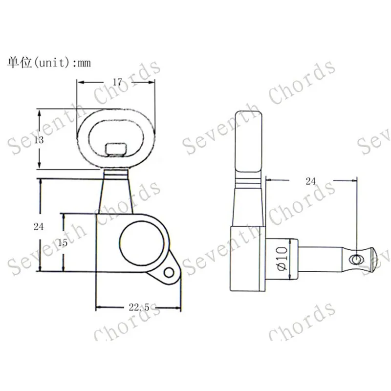 Ein Set mit 6 schwarzen Inline-Mechaniken mit hohlem Griff für elektrische und akustische Gitarren – Zubehörteile – Detail 12