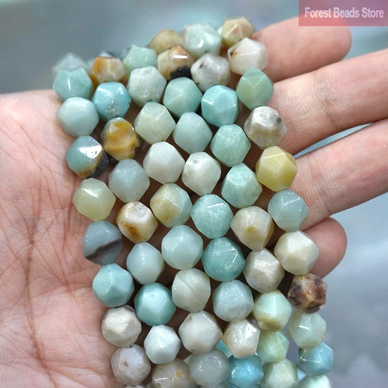 Natural Stone Faceted Mixed Amazonite Spacers Loose Beads DIY Charms Bracelet Accessories for Jewelry Making 14\