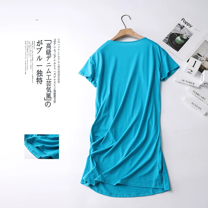 2024 Summer Casual Cartoon Sleep Dress Women Cotton Nightgown Short Sleeve Round Collar Sleepshirt Plus Size Homewear Nightdress