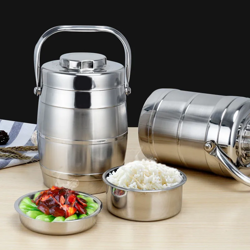 1.6L/2.4L Double-layer Vacuum Lunch Box Picnic Stainless Steel Food Heat Preservation Pot