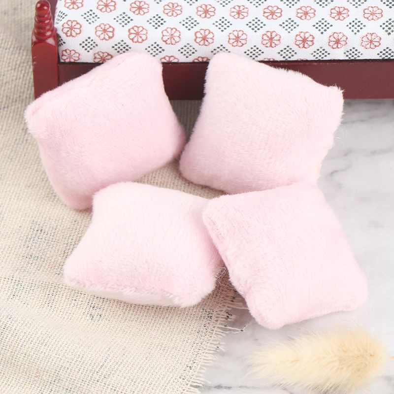 1to 4Pcs Cute Pillow Cushions For Sofa Couch Bed 1/12 Dollhouse Miniature Furniture Toys Without Sofa Chair Baby Christmas Gift