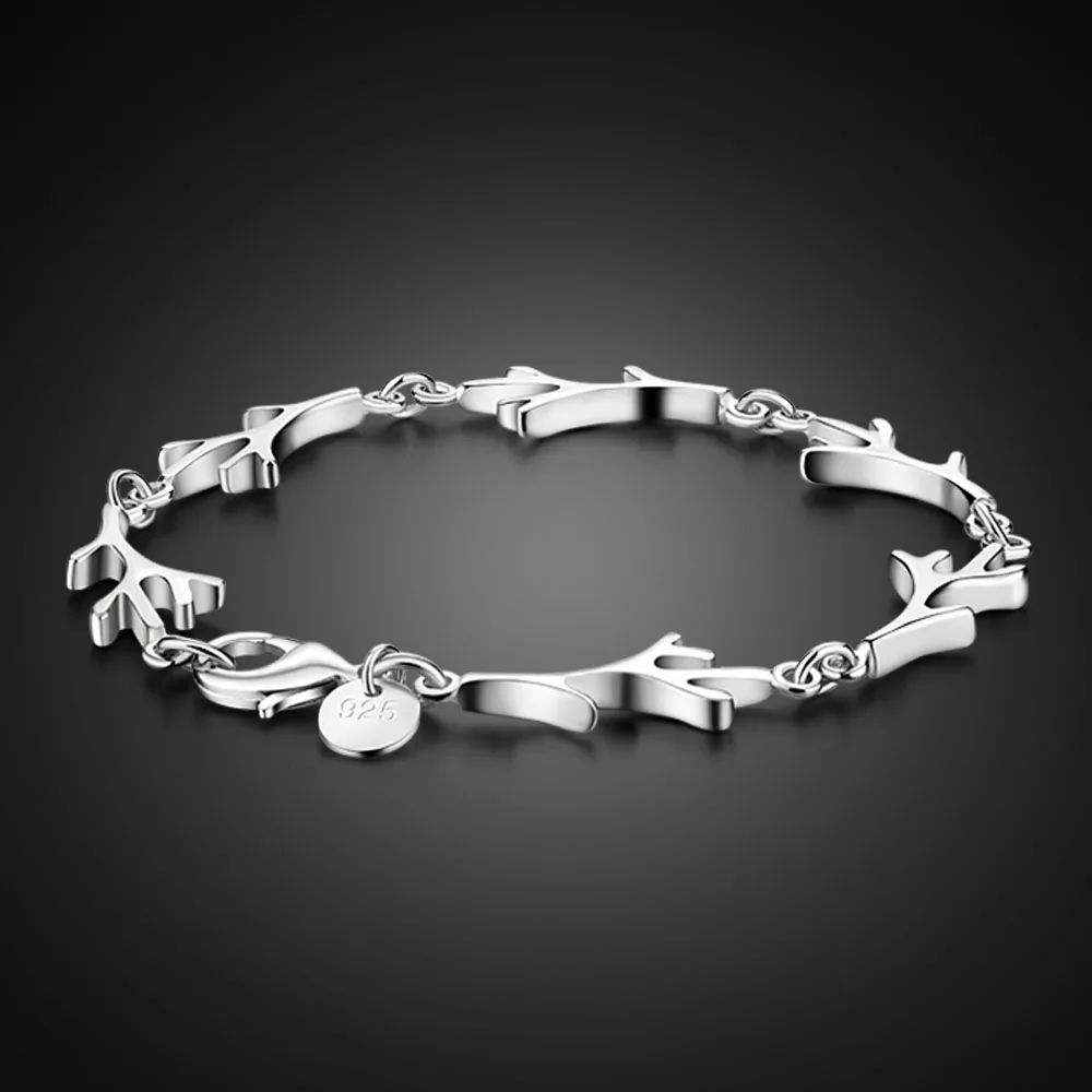 Fashion Simple Fancy Dinner Bracelets 925 Sterling Silver Twigs Bracelet For Women Solid Silver Jewelry Birthday Christmas Gift