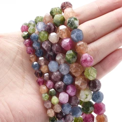 Colorful Faceted Tourmaline Beads Natural Stone Bead for Jewelry Making DIY Charm Bracelet Necklace Accessories 6/8/10mm