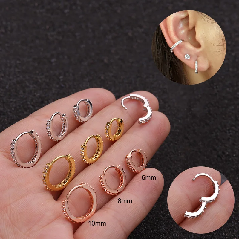 Medical Stainless Steel Crystal Zircon Ear Studs Earrings for Women/Men Earrings 2024 Trend Piercing Septum Cartilage Jewelry