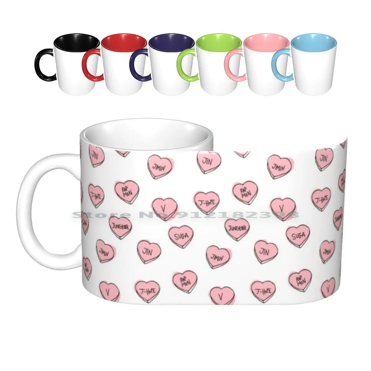 Hearts Ceramic Mugs Coffee Cups Milk Tea Mug Army Boys Kpop Quote Min Yoongi Suga Typography Yoongi Rap Monster Rapmon Jimin