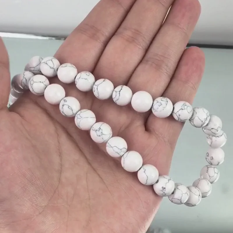 Natural Stone White Howlite Turquoises Round Loose Spacer Beads For Jewelry Making Diy Bracelet Accessories 4/6/8/10/12MM 15Inch