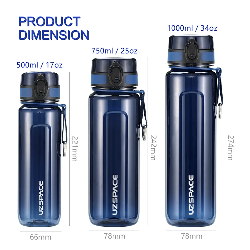 High Capacity Sports Water Bottle 1000ML Protein Shaker Outdoor Tour Gym Tritan Plastic Drink Portable Leakproof Bottle BPA Free