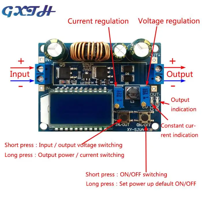 Adjustable CC CV Step Up Down Power Supply Module LCD Display DC 5.5-30V to DC 0.5-30V 35W Boots Buck Converter Board