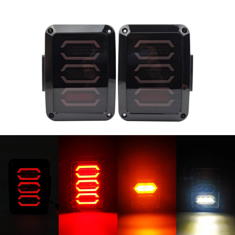 

2X LED Tail Lights Car Rear Brake Reverse Taillights Turn Signals European US Version For Jeep Wrangler JK 2007-2017