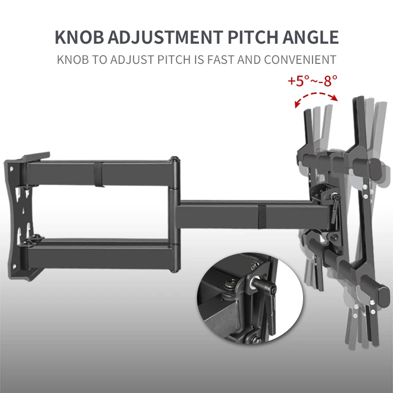 توضيح 6 أذرع تلفزيون جدار جبل كامل الحركة إمالة قوس البلازما قاعدة دعم التلفزيون ل 55 "-86" VESA 600x400mm و 165lbs DY808S
