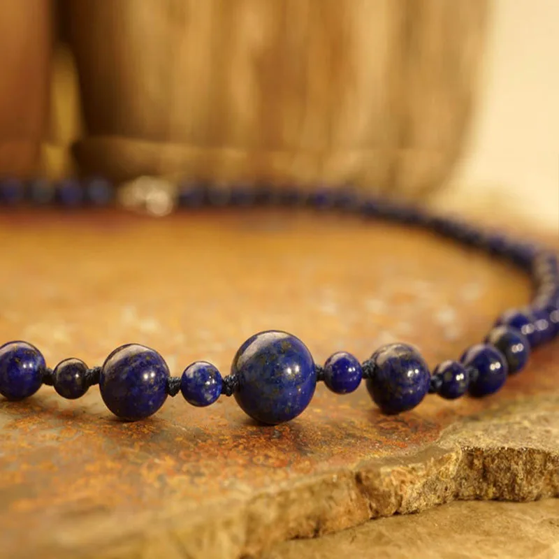 Lapis Lazuli Choker  AAA  Knotted Choker Necklace  6mm  Blue Choker