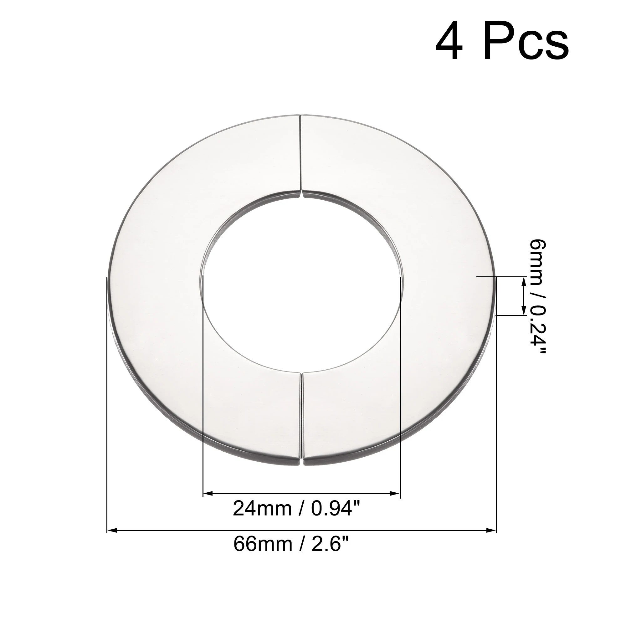 Uxcell 4Pcs Wall Split Flange Stainless Steel Round Escutcheon Plate for 24mm-101mm Dia Pipe