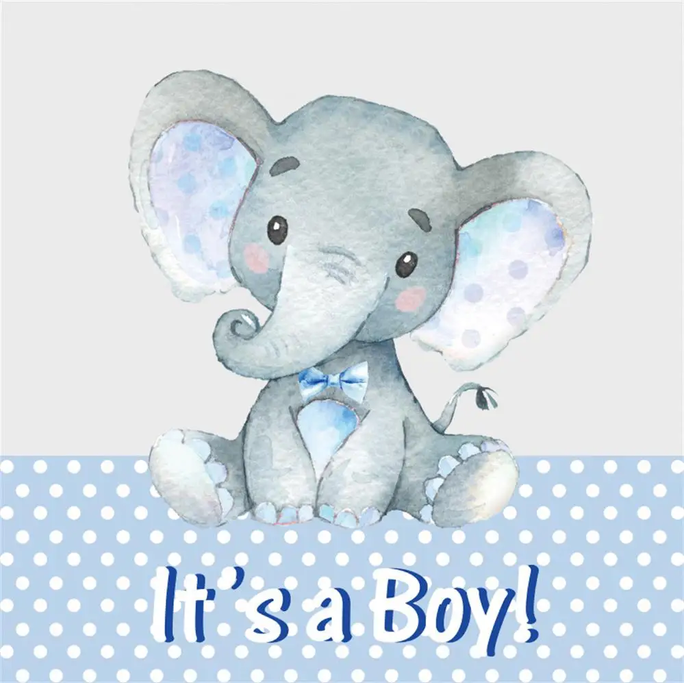 Elephant Baby Shower Backdrop Photography Moon Star Party Customized Banner Portrait Photo Background Photocall Photo Studio image 4