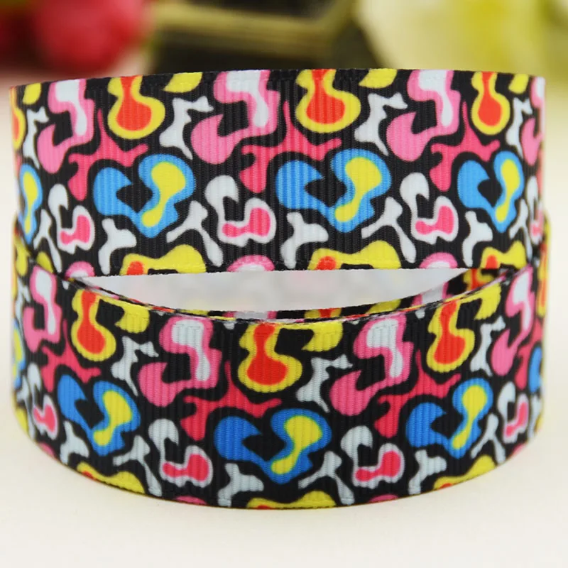 22mm 25mm 38mm 75mm Abstract figure Cartoon pattern printed Grosgrain Ribbon party decoration 10 Yards X-04007