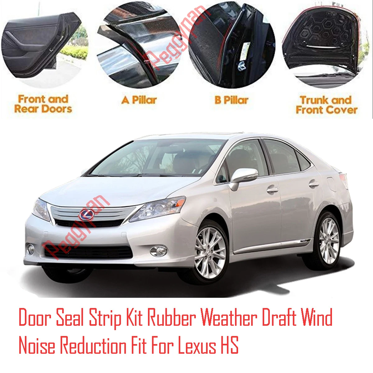 

Door Seal Strip Kit Self Adhesive Window Engine Cover Soundproof Rubber Weather Draft Wind Noise Reduction Fit For Lexus HS