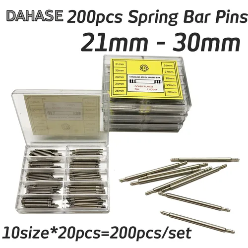 Imagen 1 del producto Kit de herramientas de reparación de relojes, pasadores de liberación de barra de resorte, 21, 22, 23, 24, 25, 26, 27, 28, 29, 30, 31mm, 200 unidades