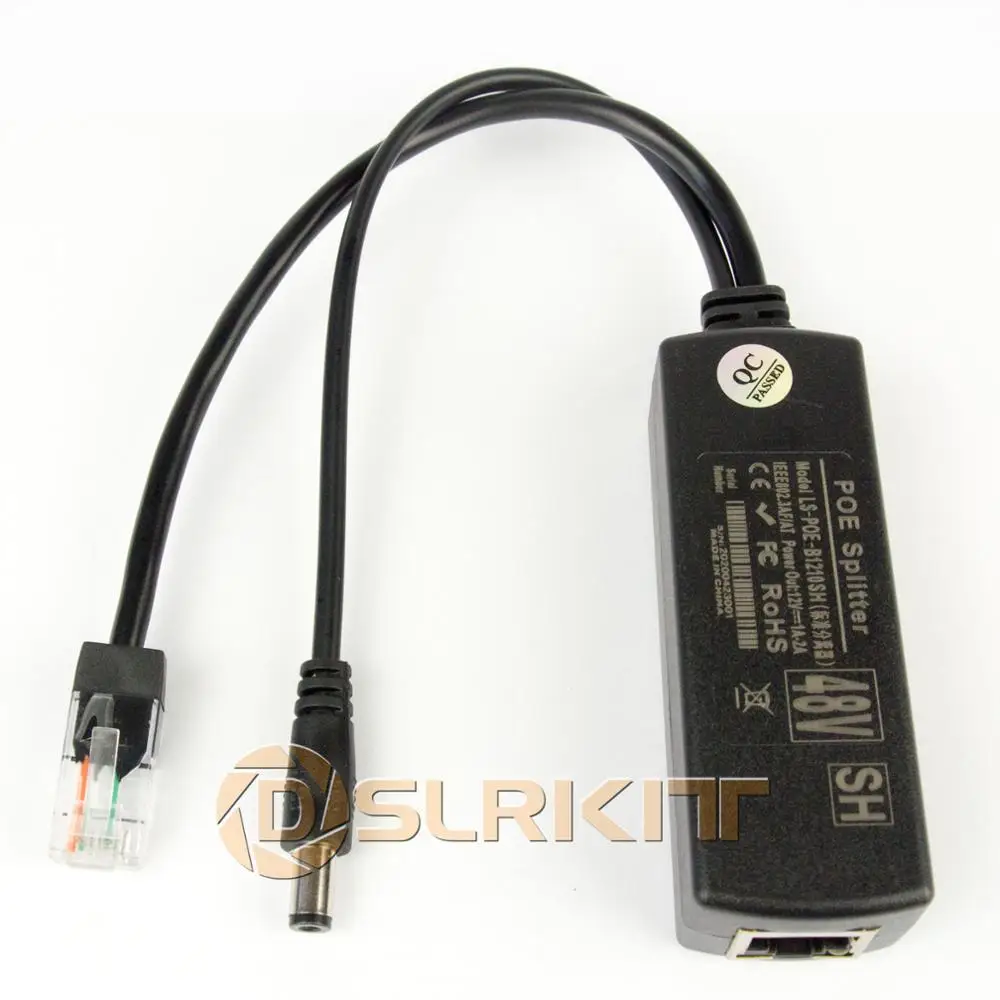 12PCS DSLRKIT Active PoE Splitter Power Over Ethernet 48Vถึง 12V 1A-2A IEEE802.3afประเภทมาตรฐาน