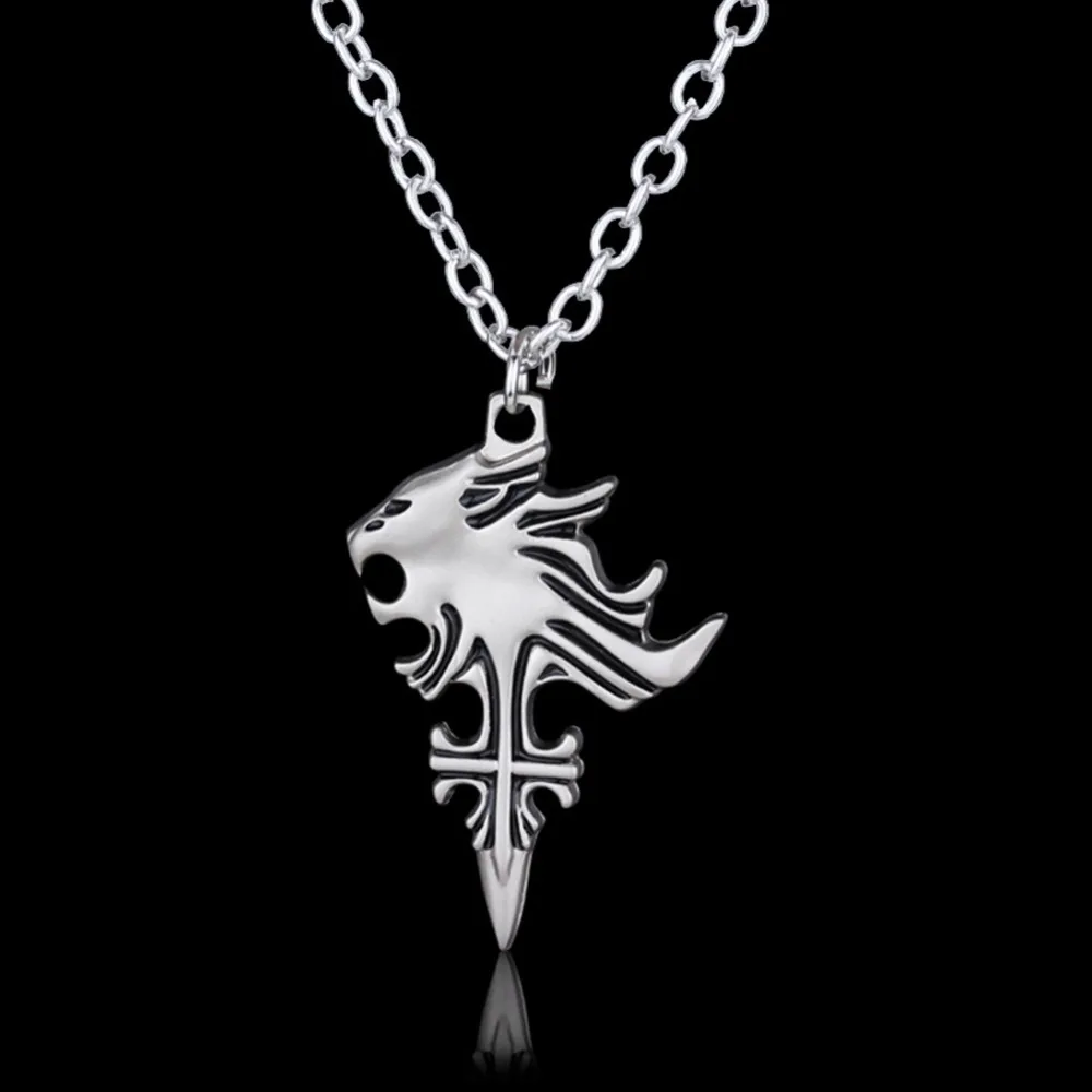 Final Fantasy Necklace Sleeping Lion Heart Griever Squall Leonhart Lion Head Necklaces Pendants Fashion Game Jewelry#281373