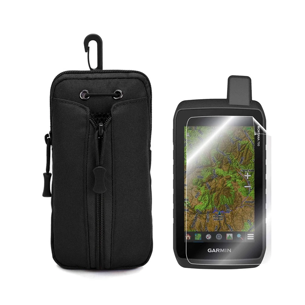 Military Tactical Pouch Case + Screen Protector Shield Film for Hiking GPS Montana 700 700i 750 750i