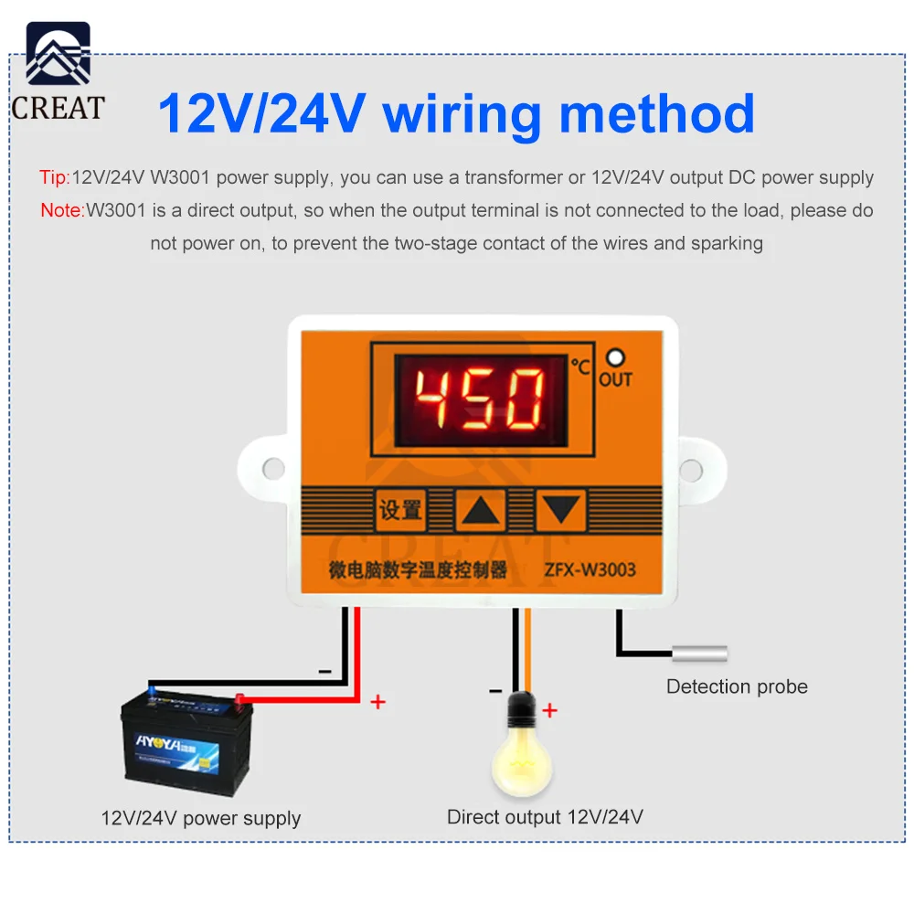 W3003 Digital Control Temperature 0-450 Degree Microcomputer Thermostat Switch Thermometer New Thermoregulator 12/24/220V