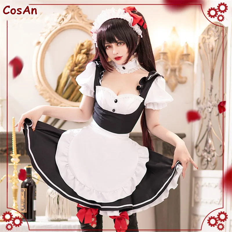 Hot Anime Date A Live Tokisaki Kurumi Cosplay Costume The Coffee Shop Lovely Maid Outfit Activity Party Role Play Clothing S-L