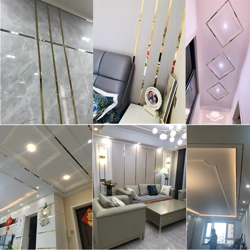 244Cm Tự Dán Nền Vàng Cạnh Tường Khung Dây Trang Trí Viền Dải Cho Trần Phòng Khách Dán Tường trang Trí