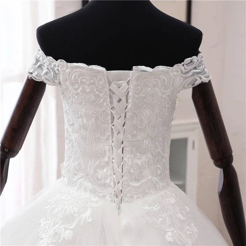 Y & m Novias New Arrival styl afrykański koreańska koronka aplikacja suknia ślubna V z dekoltem, bez ramienia Plus rozmiar suknia wieczorowa dla nowożeńców księżniczka