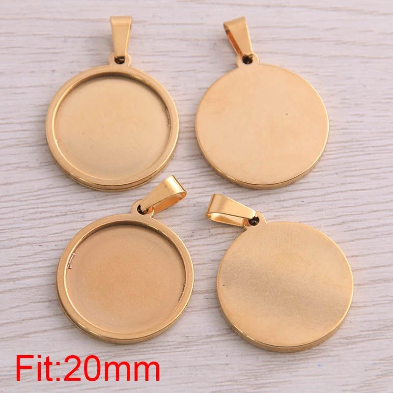 Stainless Steel 20-40mm Blank Cabochon Cameo Base  Tray for Necklace Pendant Bracelet Jewelry Making DIY Findings