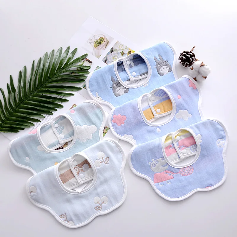 Baby Saliva Towel Bibs Cotton 360 Degree Rotation Non-waterproof Gauze Newborn Saliva Bib