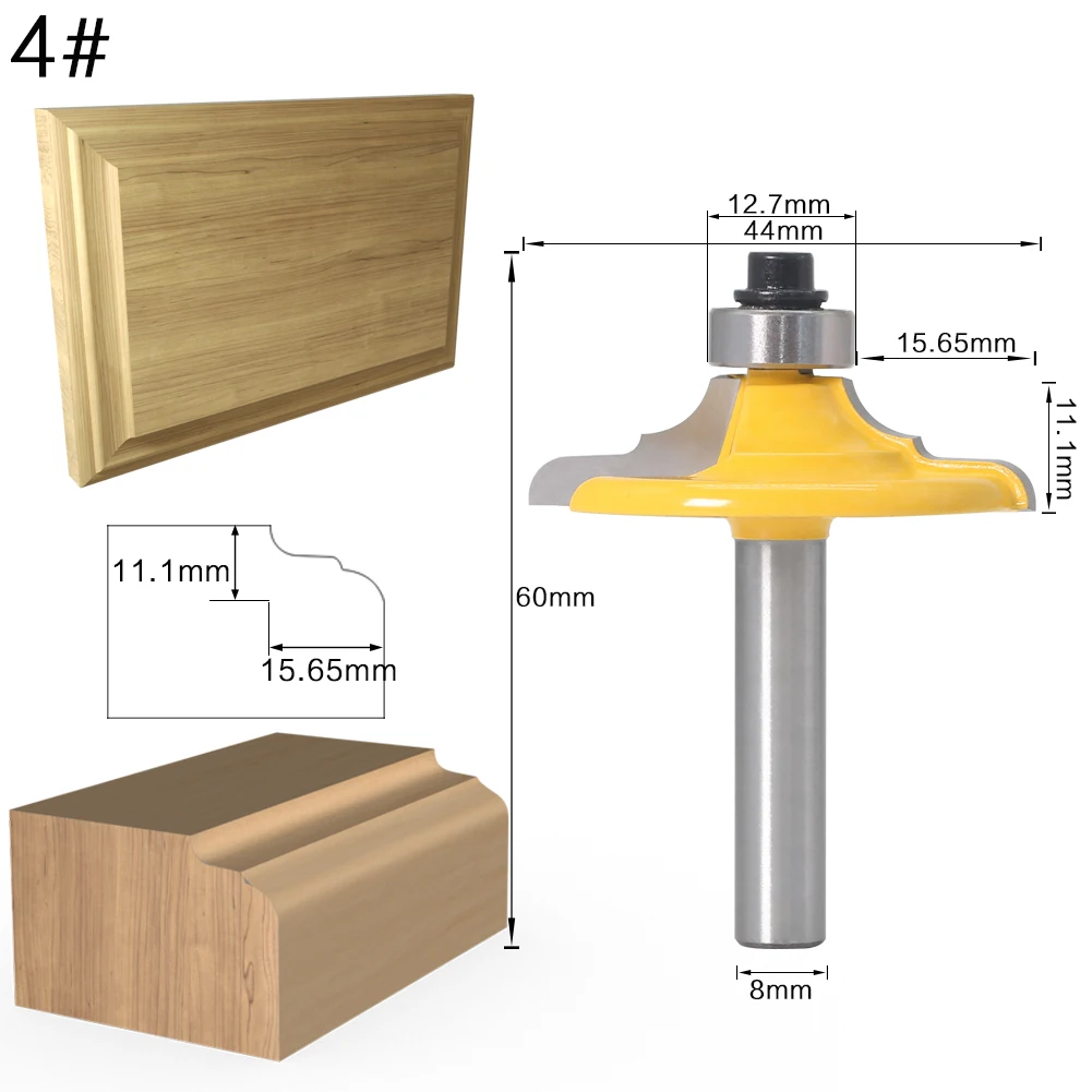 4PC 8mm Shank Drawer Front & Cabinet Door Front Router Bit Set - woodworking cutter woodworking bits