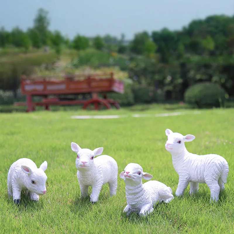 

resin statue white sheep model Figurines landscape ornament sculpture outdoor Courtyard gardening decoration a1859