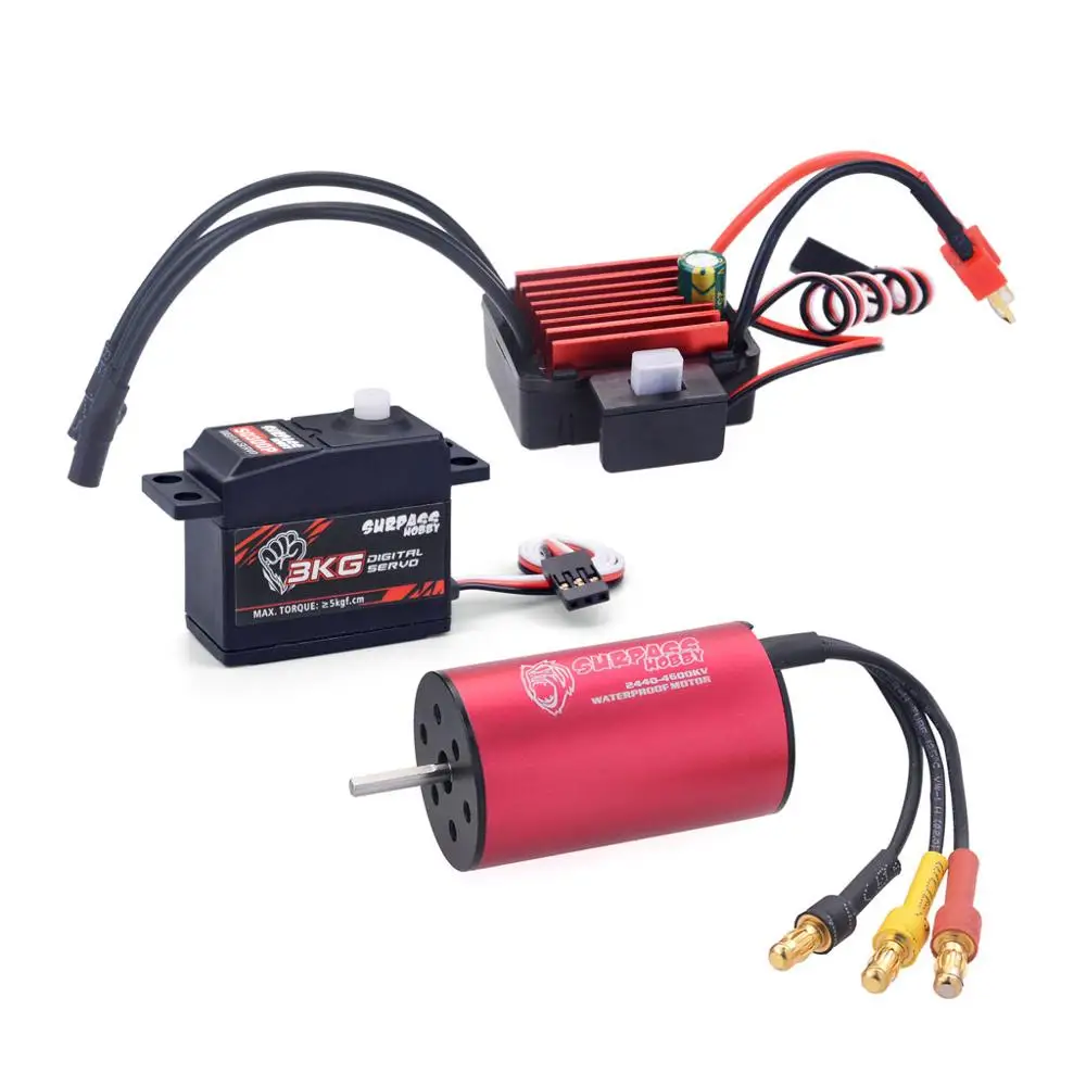 SURPASSHOBBY Waterproof Combo 2440 4600KV Brushless Motor w/ 35A ESC + S0300P 3KG Servo for 1/16 1/18 RC Car Truck