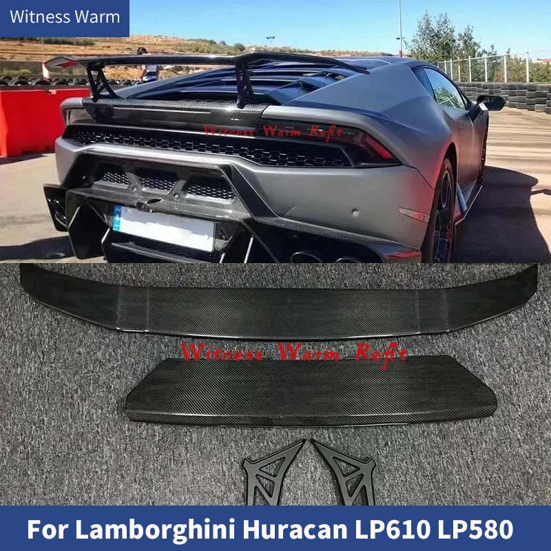 Forged carbon Carbon Fiber FRP Rear Wing Trunk Spoiler For Lamborghini Huracan LP580 LP610 LP610-4 Tuning