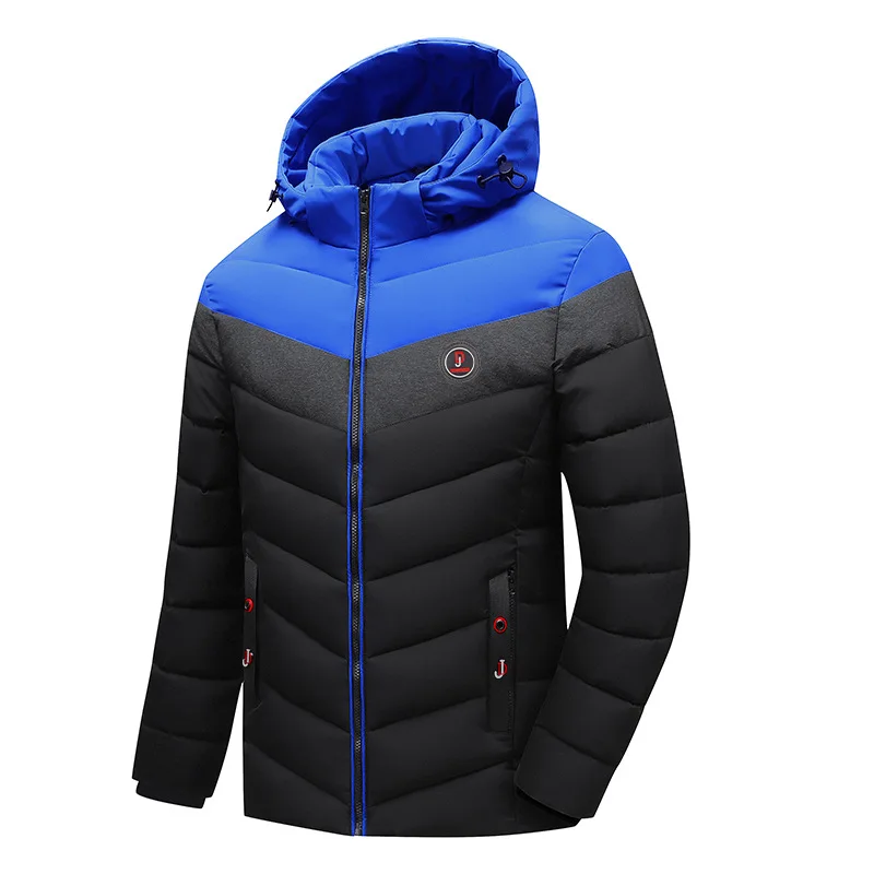 

Men's Cotton-padded Clothes Winter New Warm Cotton-padded Clothes Color Matching Hooded Detachable Cotton Clothes